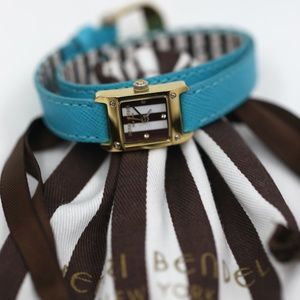 90's Henri Bendel Gold and Green Bracelet Watch